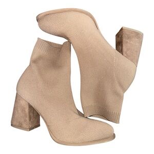 Mia Women’s Erika Heeled Sock Ankle Boots Booties Tan Size 8 Pull On